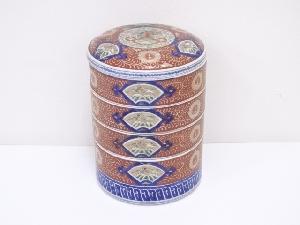 明治期　古伊万里　錦手唐草紋四段丸重